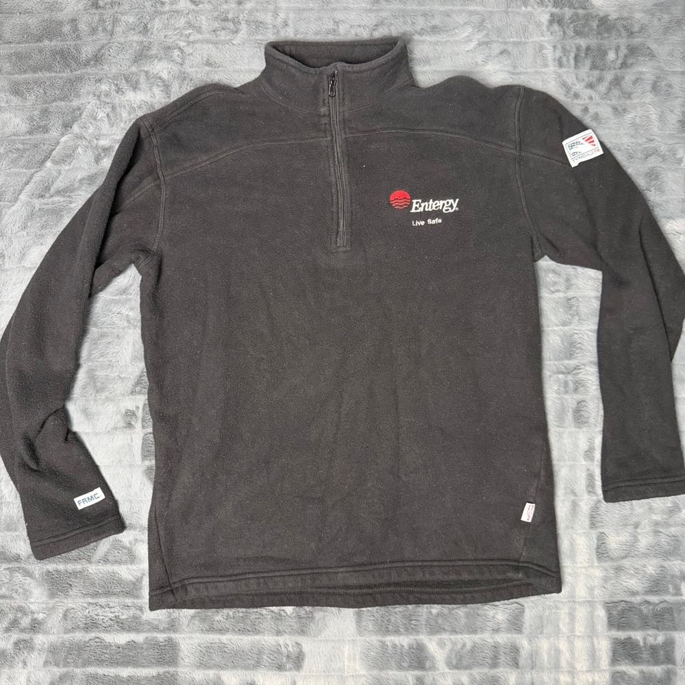 Tyndale FR Fleece Pullover Mens Large Black Entergy Quarter Zip HRC 2 Made USA